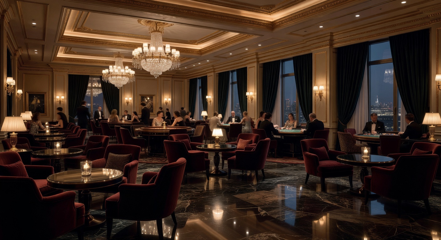 Elegant hotel casino lounge interior during the evening