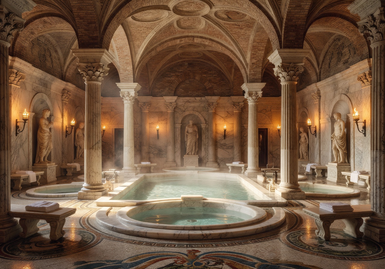 Roman style thermal baths inside the hotel spa