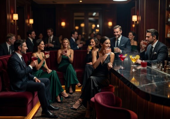 Guests enjoying sophisticated social nightlife and cocktails in the lounge